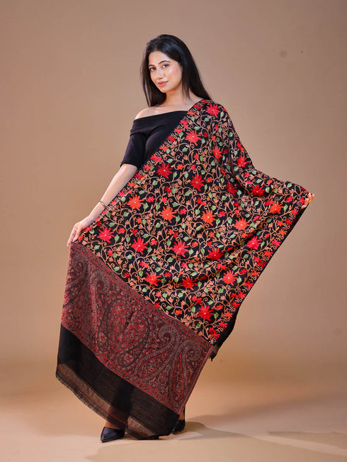 Women's Aari Embroidery Wool Stole